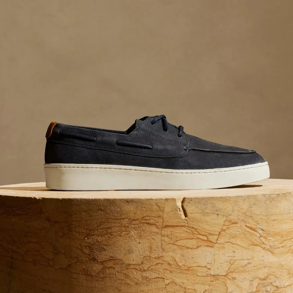 Banana Republic Morton Navy Nubuck Leather Boat Shoe